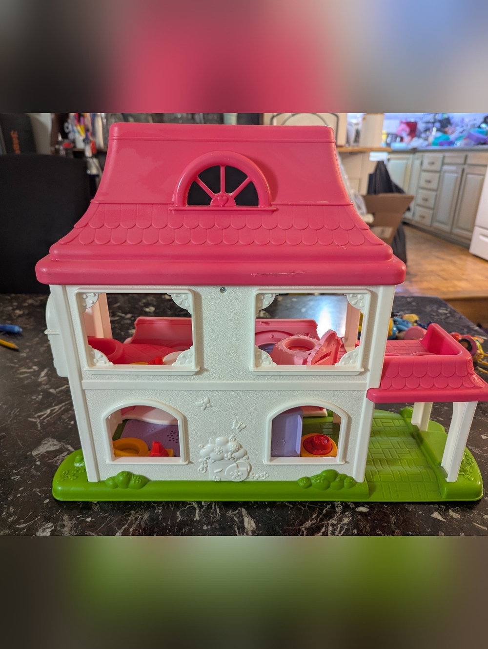 Pink and White Kids Playhouse Toy - Cute Dollhouse- little People Play House